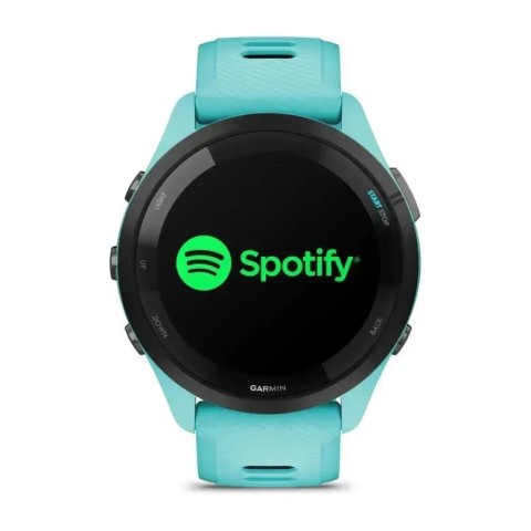 Смарт-годинник Garmin Forerunner 265 з чорним безелем, корпусом кольору аква та аква/чорним силіконовим ремінцем