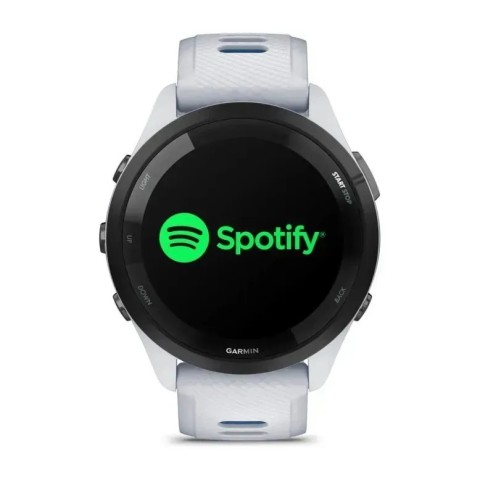 Смарт-годинник Garmin Forerunner 265 з чорним безелем, білим корпусом та білим/синім силіконовим ремінцем