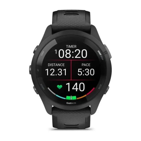 Смарт-годинник Garmin Forerunner 265 з чорними безелем і корпусом та чорним/сірим силіконовим ремінцем