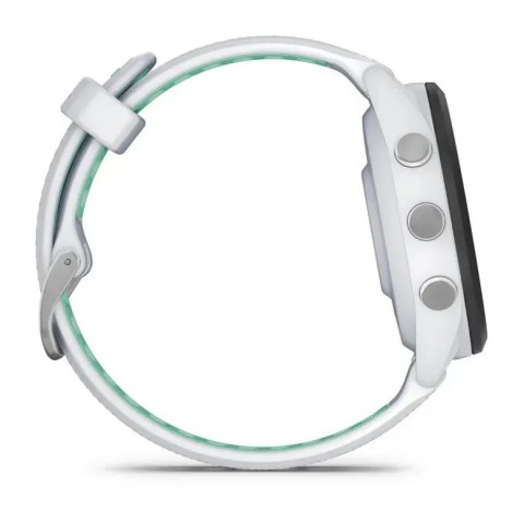 Смарт-годинник Garmin Forerunner 265s з чорним безелем, білим корпусом та білим/неотропік силіконовим ремінцем