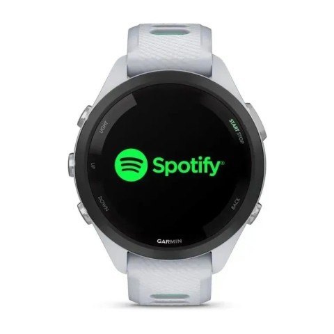 Смарт-годинник Garmin Forerunner 265s з чорним безелем, білим корпусом та білим/неотропік силіконовим ремінцем