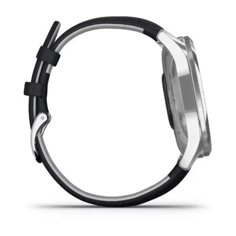 Смарт-годинник Garmin vivomove Luxe зі сріблястим корпусом та темно-синім ремінцем