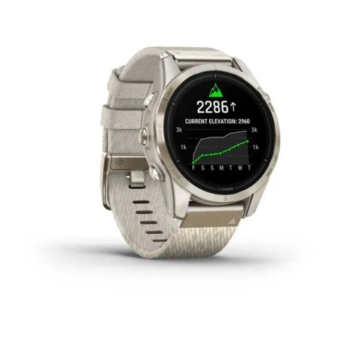 Смарт-годинник Garmin epix Pro Gen 2 Sapphire Edition (42мм) ніжно-золотистий з нейлоновим ремінцем кремового кольору
