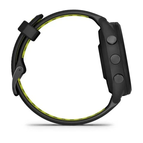 Смарт-годинник Garmin Forerunner 265s з чорним корпусом та чорним/жовтим силіконовим ремінцем