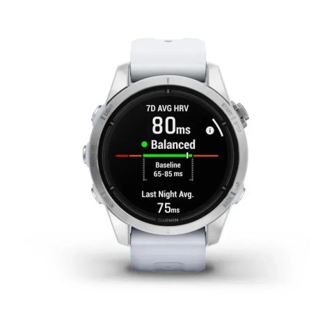 Смарт-годинник Garmin epix Pro Gen 2 Standard Edition (42мм) сріблястий з ремінцем кольору білого каменю