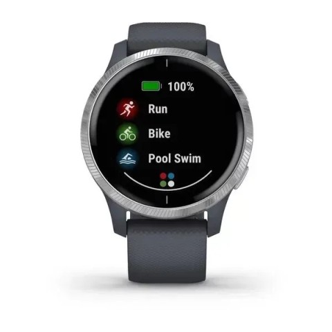 Смарт-годинник Garmin Venu синій граніт зі сріблястим безелем