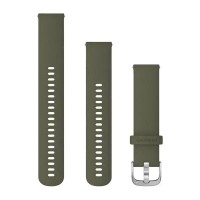 Швидкозмінні ремінці Garmin силіконові (20 мм) мохового кольору зі сріблястою фурнітурою