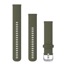 Швидкозмінні ремінці Garmin силіконові (20 мм) мохового кольору зі сріблястою фурнітурою