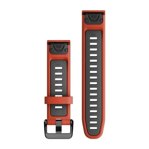 Ремінці для годинника Garmin QuickFit 20 силіконові полум’яно-червоні/графітові