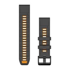 Ремінці для годинника Garmin QuickFit 22 силіконові графітові/яскраво-оранжеві