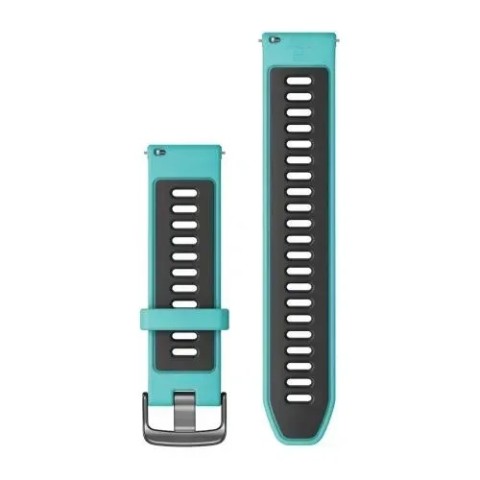 Швидкозмінні ремінці Garmin Forerunner 265 Collection (22 мм) силіконові, бірюзові/чорні із фурнітурою грифельного кольору