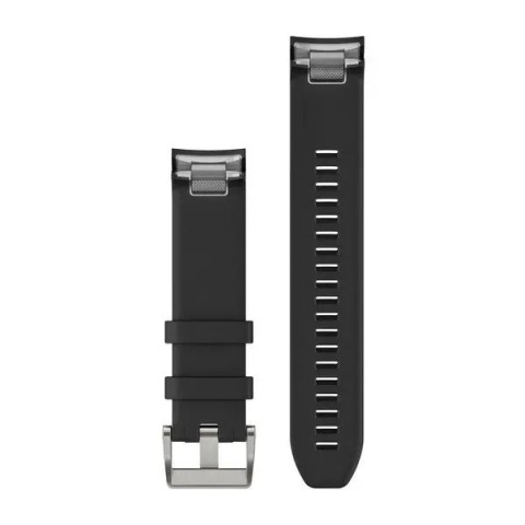Ремінці для годинника Garmin QuickFit 22 силіконові, чорні зі сріблястою фурнітурою
