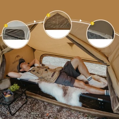 Намет одномісний із тентом Naturehike CNK2450WS026, коричневий