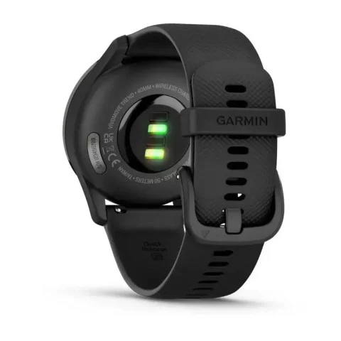 Смарт-часы Garmin vivomove Trend с грифельным стальным безелем, черными корпусом и ремешком