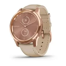 Смарт-годинник Garmin vivomove Luxe з рожево-золотистим корпусом та бежевим ремінцем