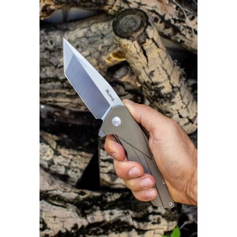Ніж складаний туристичний Ruike P138-W, (9 см) 14C28N / G10 бежевий