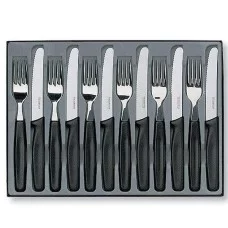 Набор столовых приборов Victorinox, 12 предметов, серрейтор, чёрный