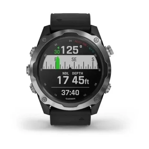 Смарт-годинник Garmin Descent Mk2 з нержавіючої сталі з чорним ремінцем