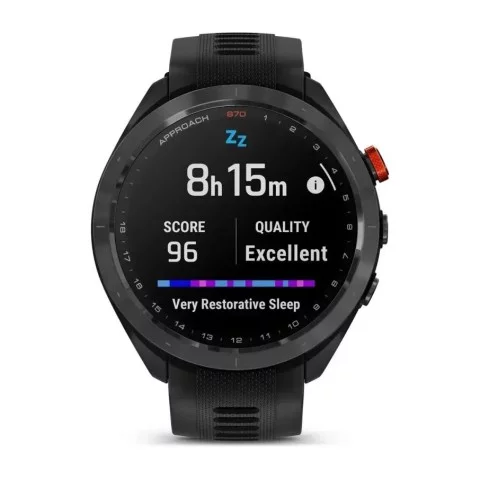 Смарт-часы Garmin Approach S70 (47 мм) с черным керамическим безелем и черным ремешком
