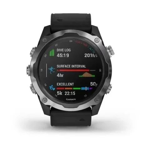 Смарт-годинник Garmin Descent Mk2 з нержавіючої сталі з чорним ремінцем