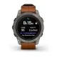 Смарт-годинник Garmin fenix 7 Pro Sapphire Solar Edition титановий з каштановим шкіряним ремінцем