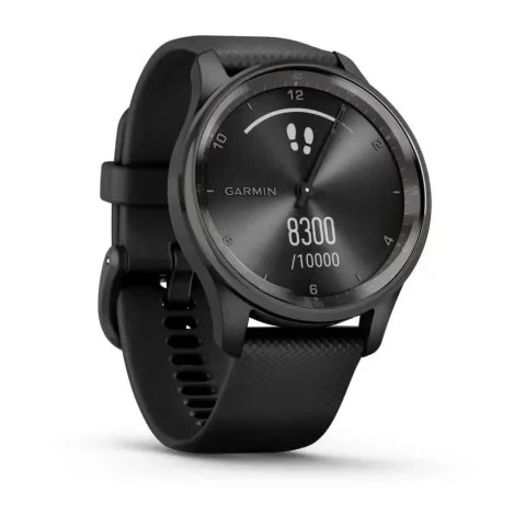 Смарт-часы Garmin vivomove Trend с грифельным стальным безелем, черными корпусом и ремешком