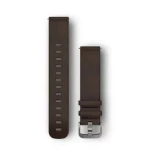 Быстросменные ремешки Garmin из кожи (20 мм) темно-коричневые с серебристой фурнитурой