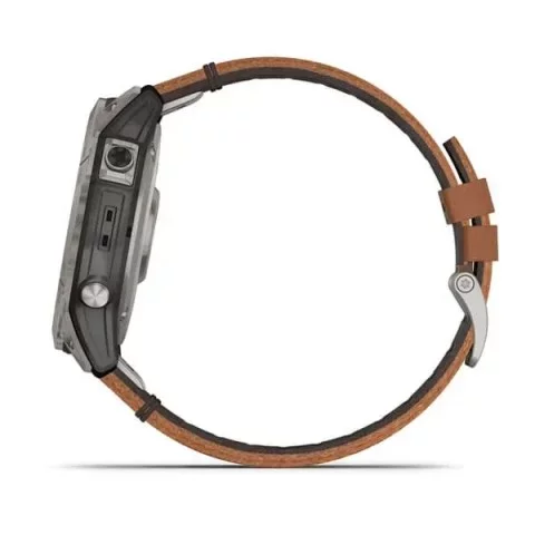 Смарт-часы Garmin fenix 7X Sapphire Solar титановые с каштановым кожаным ремешком