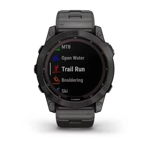 Смарт-часы Garmin fenix 7X Sapphire Solar карбоново-серые титановые DLC с титановим вентилируемым браслетом