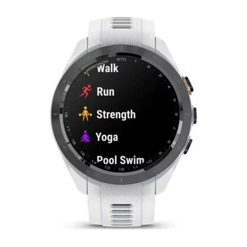 Смарт-часы Garmin Approach S70 (42 мм) с черным керамическим безелем и белым ремешком