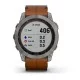 Смарт-часы Garmin fenix 7X Sapphire Solar титановые с каштановым кожаным ремешком