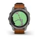 Смарт-годинник Garmin fenix 7 Pro Sapphire Solar Edition титановий з каштановим шкіряним ремінцем