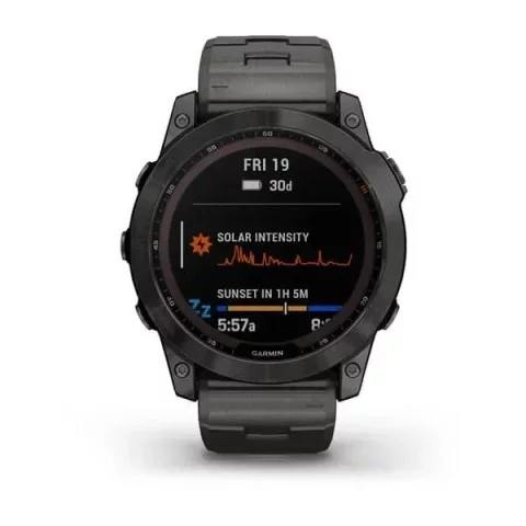 Смарт-часы Garmin fenix 7X Sapphire Solar карбоново-серые титановые DLC с титановим вентилируемым браслетом