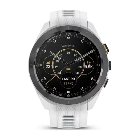 Смарт-часы Garmin Approach S70 (42 мм) с черным керамическим безелем и белым ремешком
