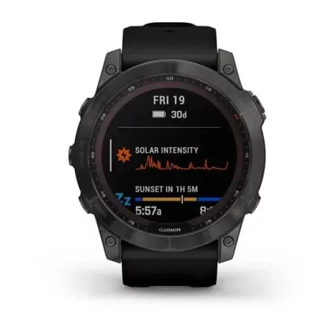 Смарт-часы Garmin fenix 7X Sapphire Solar карбоново-серые титановые DLC с черным ремешком