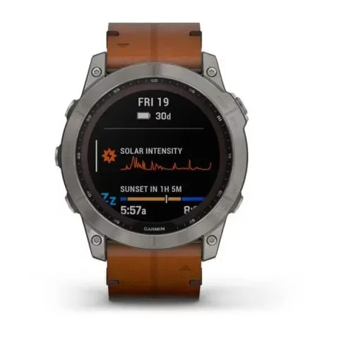 Смарт-часы Garmin fenix 7X Sapphire Solar титановые с каштановым кожаным ремешком