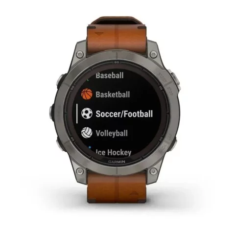 Смарт-годинник Garmin fenix 7 Pro Sapphire Solar Edition титановий з каштановим шкіряним ремінцем