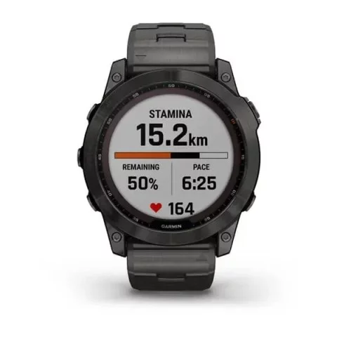 Смарт-часы Garmin fenix 7X Sapphire Solar карбоново-серые титановые DLC с титановим вентилируемым браслетом