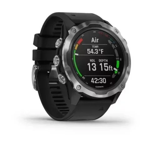 Смарт-годинник Garmin Descent Mk2 з нержавіючої сталі з чорним ремінцем