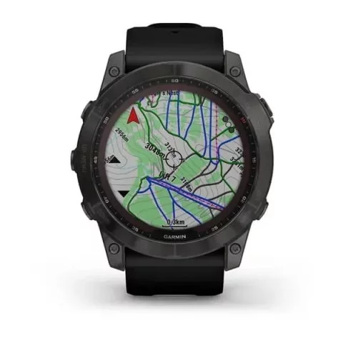 Смарт-часы Garmin fenix 7X Sapphire Solar карбоново-серые титановые DLC с черным ремешком