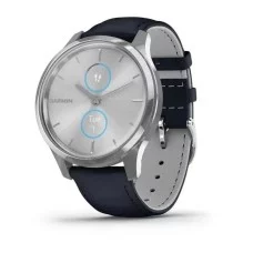 Смарт-годинник Garmin vivomove Luxe зі сріблястим корпусом та темно-синім ремінцем