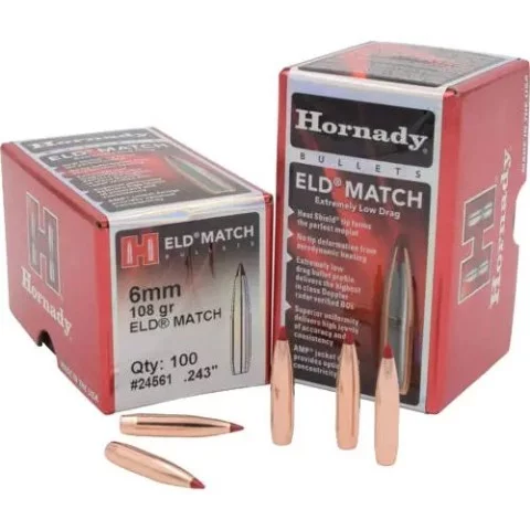 Пуля Hornady ELD Match кал. 6 мм (.243) масса 108 гр (7 г) 100 шт