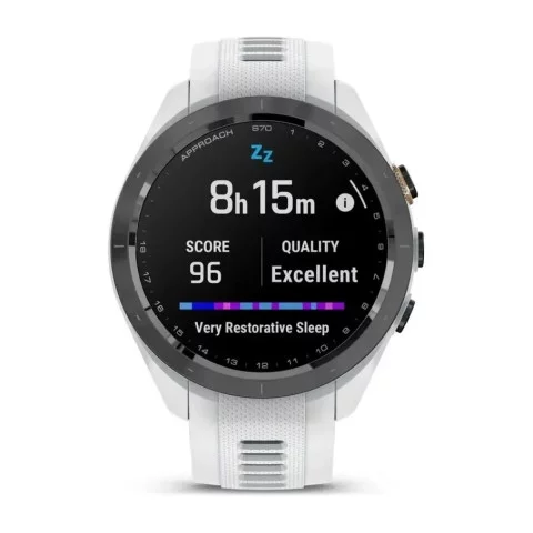 Смарт-часы Garmin Approach S70 (42 мм) с черным керамическим безелем и белым ремешком