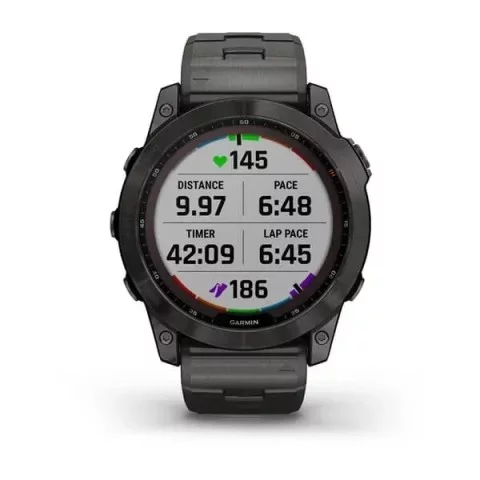 Смарт-часы Garmin fenix 7X Sapphire Solar карбоново-серые титановые DLC с титановим вентилируемым браслетом
