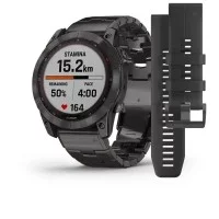 Смарт-часы Garmin fenix 7X Sapphire Solar карбоново-серые титановые DLC с титановим вентилируемым браслетом
