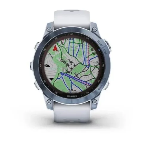 Смарт-годинник Garmin fenix 7 Sapphire Solar мінерально-синій титановий DLC з ремінцем кольору білого каменю