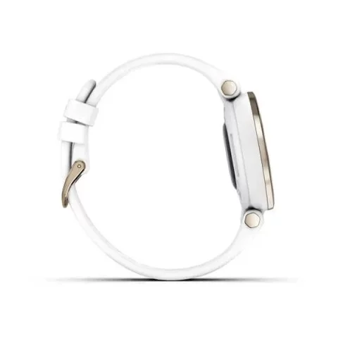 Смарт-годинник Garmin Lily Sport з кремово-золотистим безелем, білим корпусом та силіконовим ремінцем