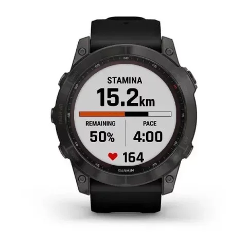 Смарт-часы Garmin fenix 7X Sapphire Solar карбоново-серые титановые DLC с черным ремешком