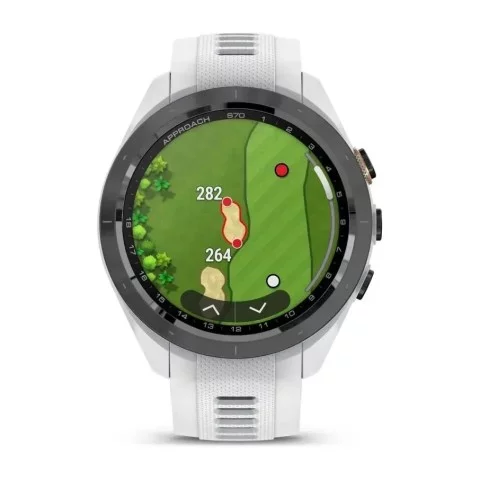 Смарт-часы Garmin Approach S70 (42 мм) с черным керамическим безелем и белым ремешком