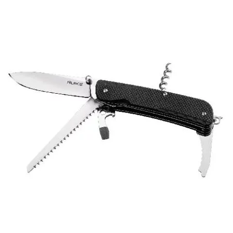 Багатофункціональний ніж Ruike Trekker LD32-B, (8.5 см) 12C27 / G10 чорний, 11 інстр.